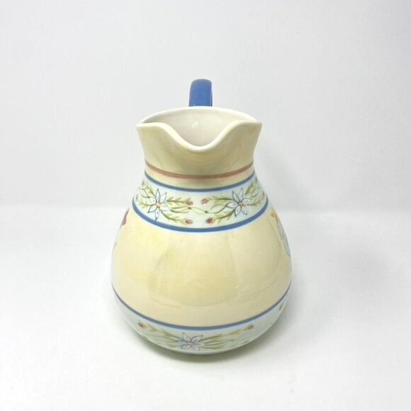 Capriware Easter Time Ceramic Pitcher Yellow Blue Trim  DecorNew - Picture 4 of 7